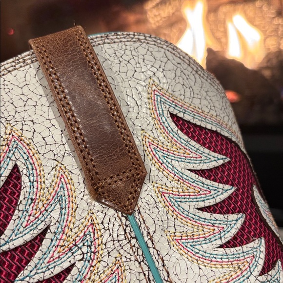 Ariat Pinto VentTEK 360 Dark Tan Distressed White,Leather, horseman,,square toe - Picture 8 of 14